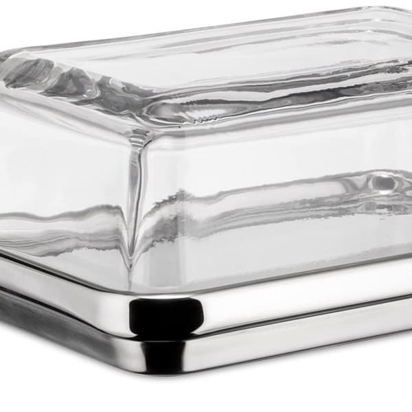Alessi Butter Dish - Oljefat - Vinägerfat - ES03 - Designer Smörfat i blankt stål med glaslock