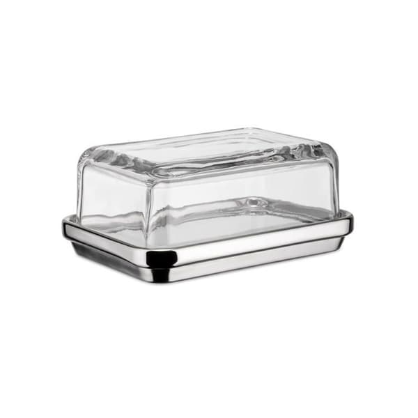 Alessi Butter Dish - Oljefat - Vinägerfat - ES03 - Designer Smörfat i blankt stål med glaslock