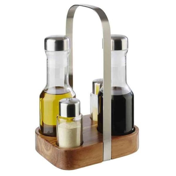 Aps - Wood Transparent salt och peppar & olja och vinäger bestickset