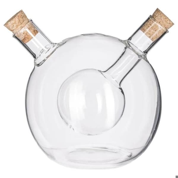 Olja/vinägerflaska - FLASKA FÖR OLJA & VINÄGER - 2 i 1 - Transparent - Glas & Kork - 9,5 cm