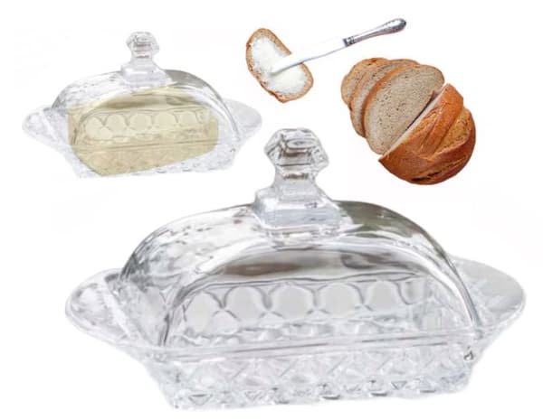 Transparent smörskål i glas med lock Karo 17x10 cm