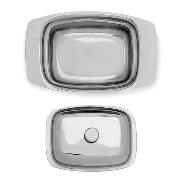 Relaxdays Butter Dish Rostfritt Stål Silver 6 x 19,5 x 13 cm för 250 g Smör eller Ost, Silver
