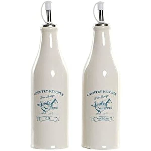 Cruet - DKD HEMINNREDNING - Set om 2 - Vit och grön - 6,1 x 6,1 x 23 cm - Perfekt för köket