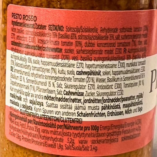 BuonaSì Pesto Rosso 190g Allergen