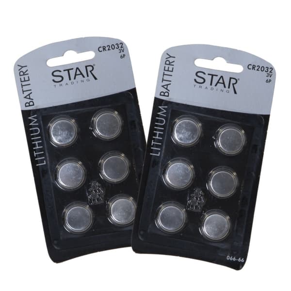 Batteri CR2032, 2032, 12-pack, knappcell, litium