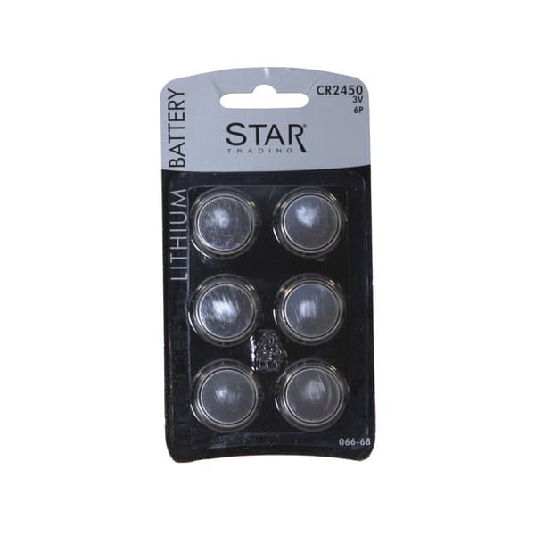 Batteri CR2450, DL2450, 2450, 6-pack, lithium, knappcell