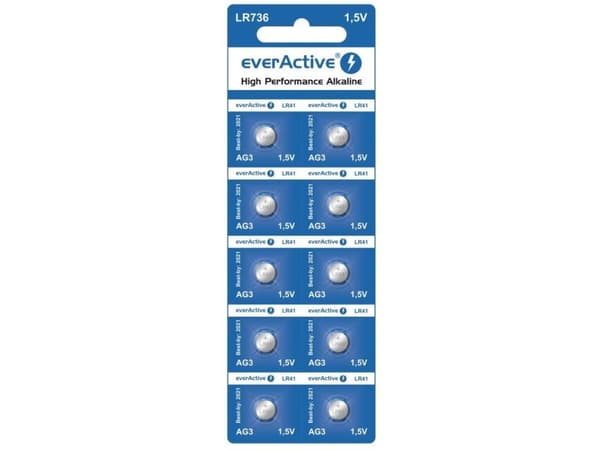 Everactive EVAG3, Engangsbatteri, LR41, Alkalinsk, 1,5 V, 10 stykker, 5 år