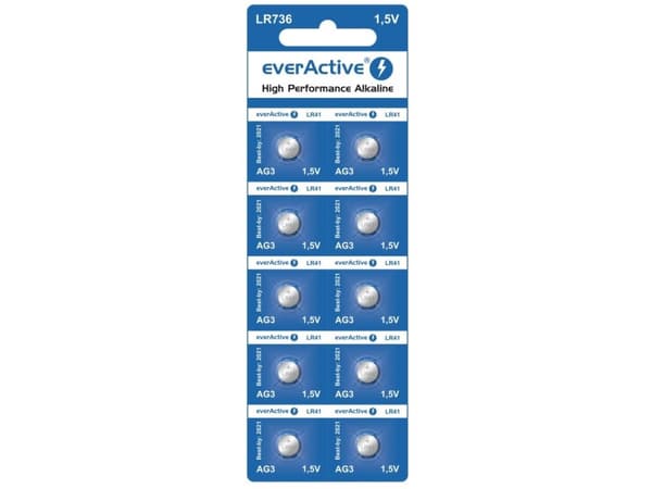 Everactive EVAG3, Engangsbatteri, LR41, Alkalinsk, 1,5 V, 10 stykker, 5 år