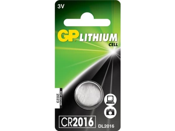 GP Batteries Lithium Cell CR2016, Engångsbatteri, CR2016, Litium, 3 V, 1 styck, Rostfritt stål