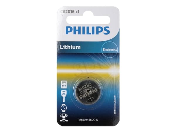Philips Minicells Nappiparisto CR2016/01B, Kertakäyttöinen akku, CR2016, Litium, 3 V, 1 kpl, Hopea