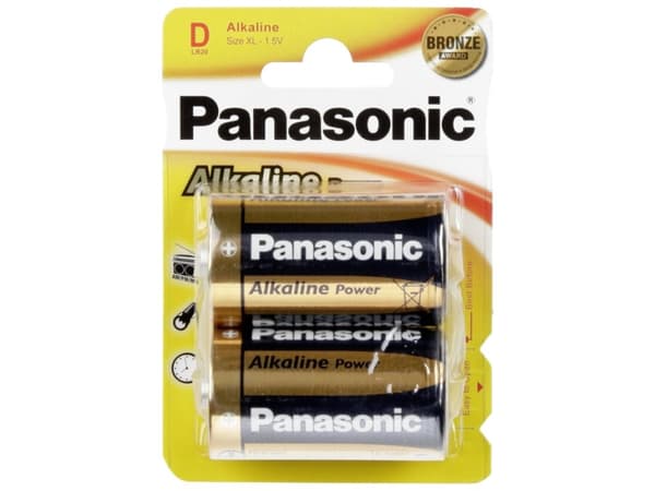 Panasonic 1x2 LR20APB, Engångsbatteri, Alkalisk, 1,5 V, 2 styck, Blå, Guld, 33,6 mm