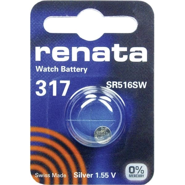 Renata Knapcellebatteri 317 1.55 V 1 stk 10.5 mAh Sølvoxid SR62
