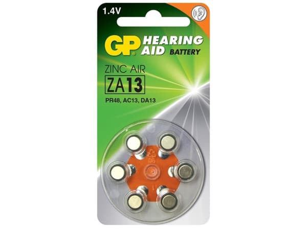 GP Batteries Hearing Aid ZA13, Engangsbatteri, Zink-luft, 1,4 V, 6 stykker, 5,4 mm, 7,9 mm