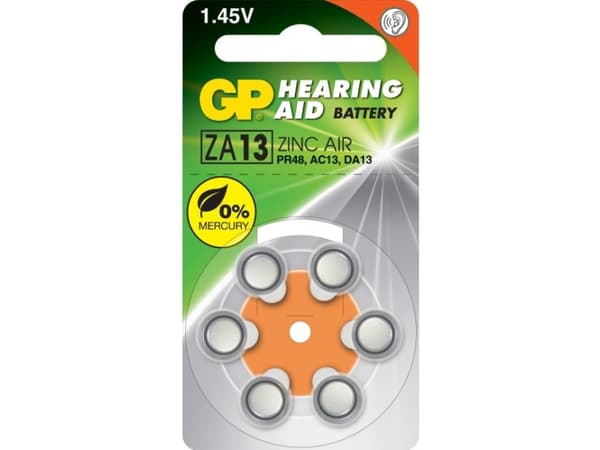 GP Batteries Hearing Aid ZA13, Engangsbatteri, Zink-luft, 1,4 V, 6 stykker, 5,4 mm, 7,9 mm