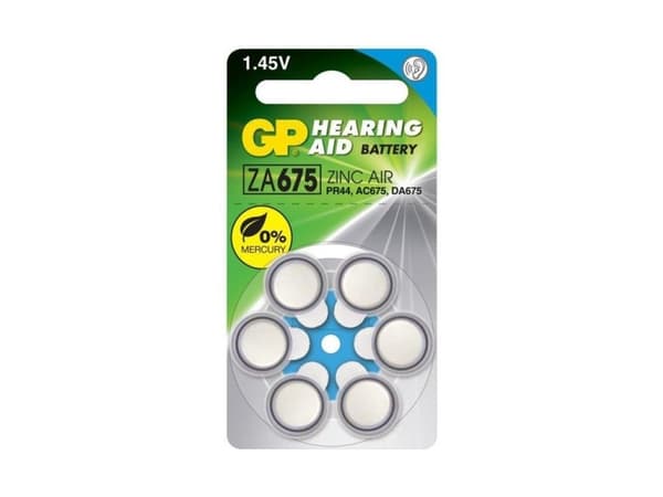 GP Batteries Hearing Aid ZA675, Engångsbatteri, PR44, Zink-luft, 1,4 V, 6 styck, 5,4 mm