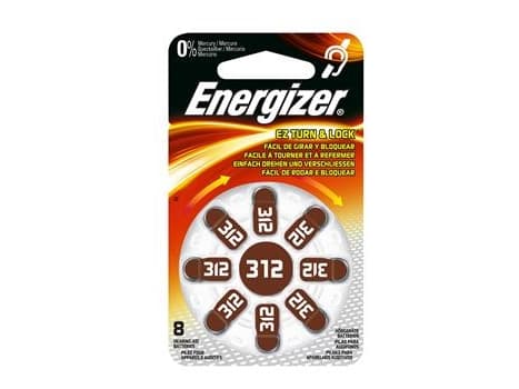 Energizer Hearing Aid ENR 312 - Batteri 8 x PR41 - Zink-luft - 160 mAh - brun