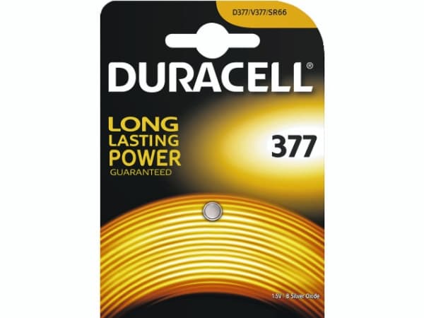 Duracell D377, Kertakäyttöinen akku, Hopea-oksidi (S), 1,5 V, 1 kpl, Hopea, 3 mm