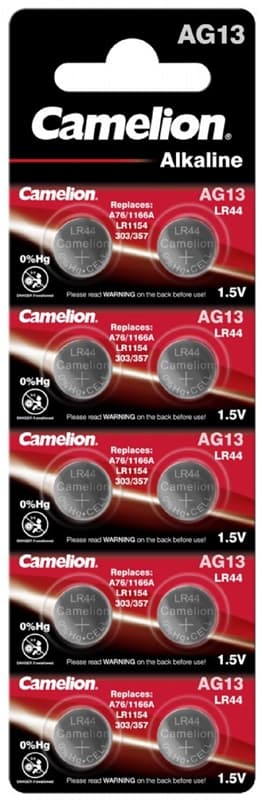 Camelion LR44/1,5V, knappcellsbatteri, alkaline, 10-pack