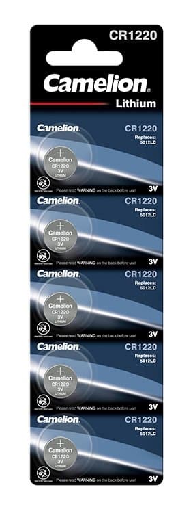 Camelion CR1220/3V, knappcellsbatteri, litium, 5-pack