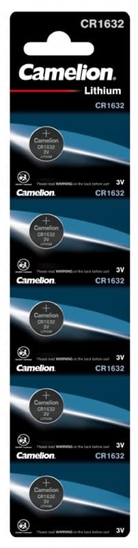Camelion CR1632/3V, knappcellsbatteri, litium, 5-pack