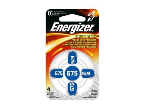 Batterier Energizer 675, til høreapparat, pakke a 4 stk.