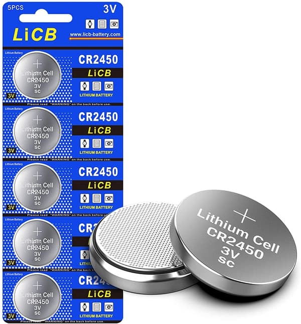 CR2450/3V, knappcellsbatteri, litium, 5-pack