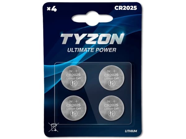Tyzon CR2025 lithium batterier 4-pak