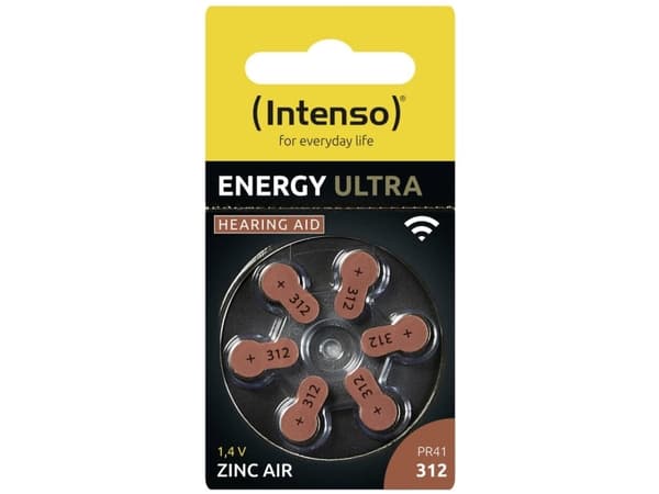 Intenso A312 Energy Hörgeraete Batterie 6er Blister - Batterie - 148 mAh, Kertakäyttöinen akku, Sinkki-ilma, 1,45 V, 6 kpl, 148 mAh, Ruskea