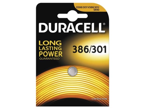 Duracell 301, Engangsbatteri, SR43, Silver-Oksid (S), 1,5 V, 1 stykker, Knapp/mynt
