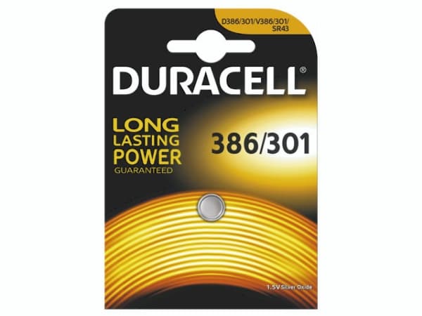 Duracell 301, Engangsbatteri, SR43, Silver-Oksid (S), 1,5 V, 1 stykker, Knapp/mynt