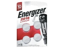 Knapcelle batterier Energizer Lithium CR2016, 3V, pakke a 4 stk.