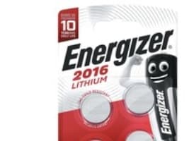 Knapcelle batterier Energizer Lithium CR2016, 3V, pakke a 4 stk.
