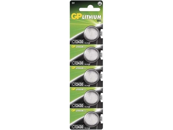 GP Batteries Lithium Cell CR2430, Engangsbatteri, CR2430, Lithium, 3 V, 5 stk, 300 mAh