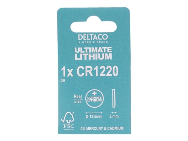 DELTACO Ultimate - Batteri CR1220 - Li - 40 mAh