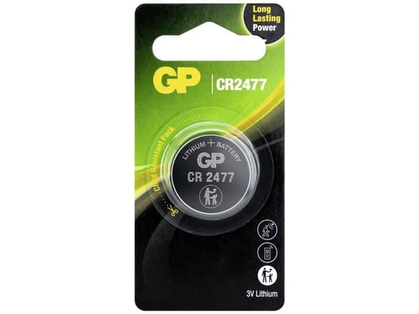 GP Batteries 103239, Kertakäyttöinen akku, CR2477, Lithium-Manganese Dioxide (LiMnO2), 3 V, 1 kpl, 10 vuosi/vuosia