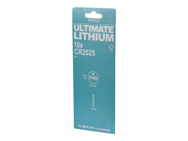 DELTACO Ultimate - Batteri 10 x CR2025 - Li (en pakke 10)