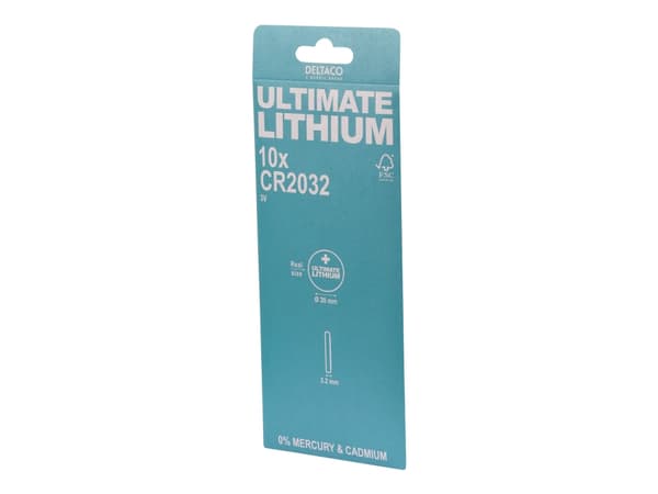 DELTACO Ultimate - Batteri 10 x CR2032 - Li (en pakke 10)