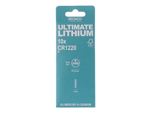 DELTACO Ultimate - Batteri 10 x CR1220 - Li - 40 mAh