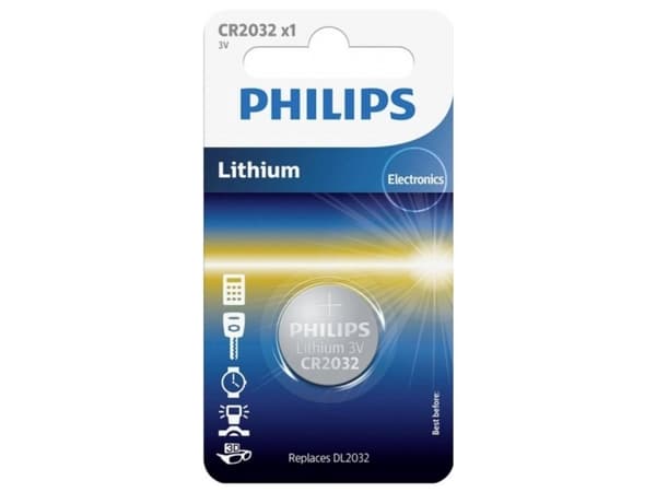 Philips Minicells Knappebatteri CR2032/01B, Engangsbatteri, CR2032, Lithium, 3 V, 1 stykker, 10 år