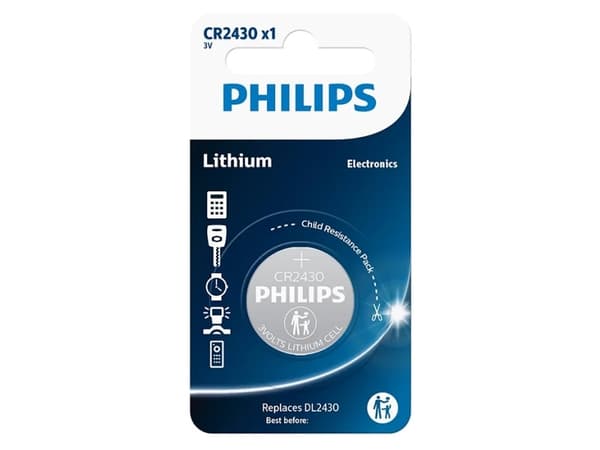 PHILIPS knapcellebatteri lithium CR2430 1-pak - 2157674
