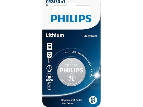PHILIPS knapcellebatteri lithium CR2430 1-pak - 2157674