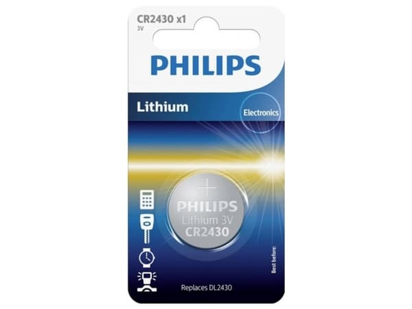 PHILIPS knapcellebatteri lithium CR2430 1-pak - 2157674