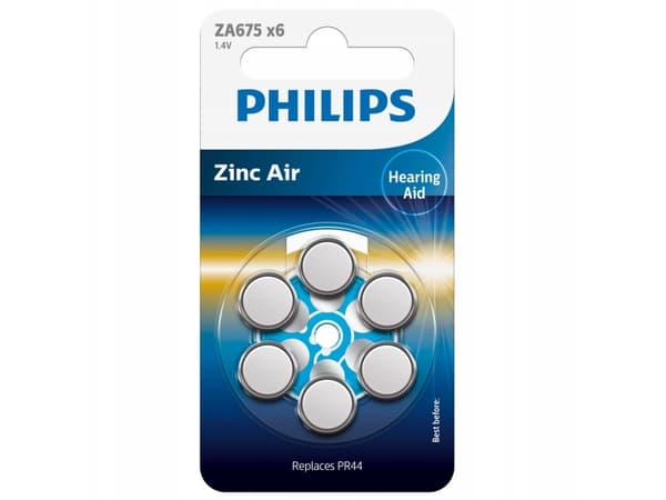 PHILIPS batteri zinc air 1.4V 6-pak blå