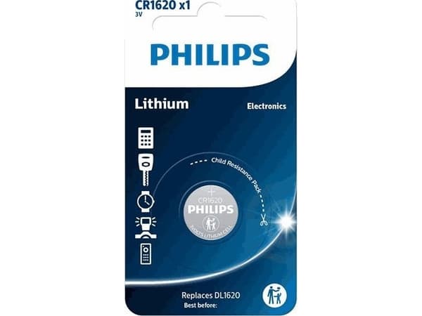 Philips knappcellsbatteri CR 1620 3 V 1 st Litium Minicells