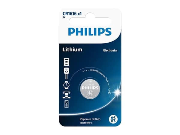 PHILIPS knapcellebatteri litium CR1616 1-pak 1-pak