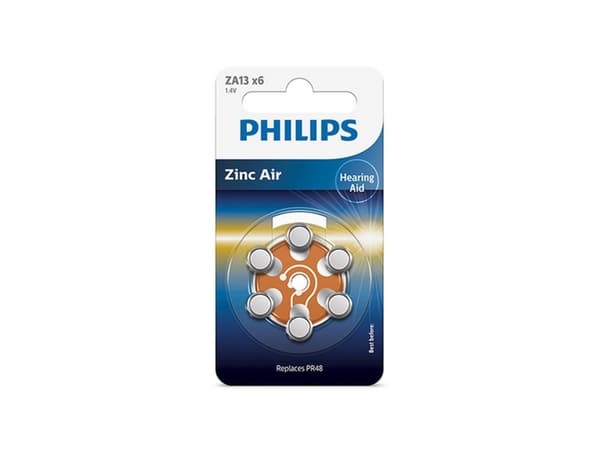 PHILIPS batteri zinc air 1.4V 6-pak orange