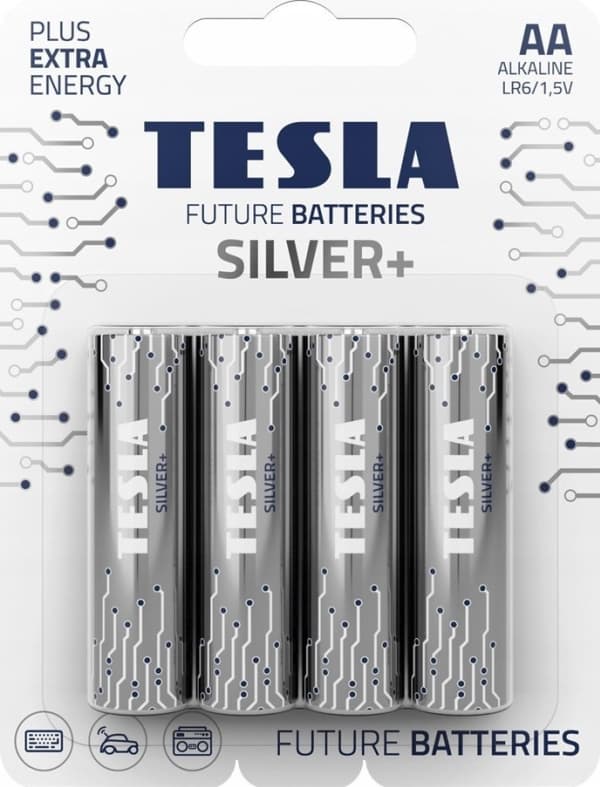TESLA TESLA SILVER Alkaline AA batteri (LR06, blyant, blister) 4 stk.