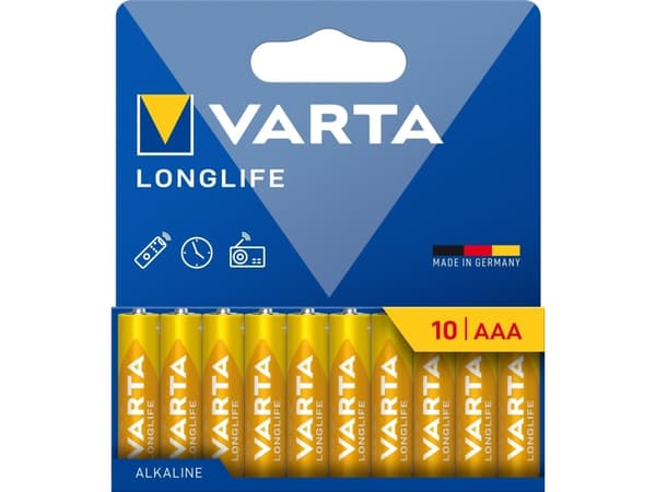 Varta 4103101761, Engangsbatteri, AAA, Alkaline, 1,5 V, 10 stk, 10 År