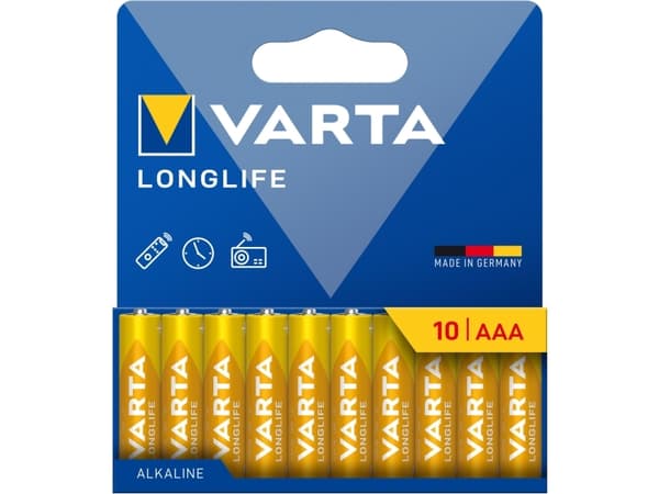 Varta 4103101761, Engangsbatteri, AAA, Alkaline, 1,5 V, 10 stk, 10 År