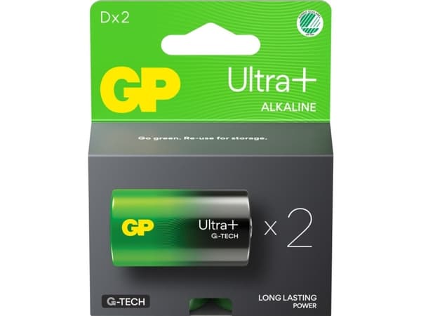 GP Ultra Plus Alkaline D-batteri 13AUP/LR20 2-pack